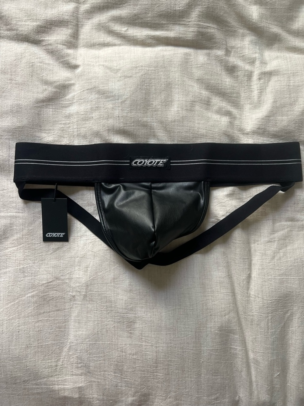 Men’s Black Faux Leather Jockstrap
